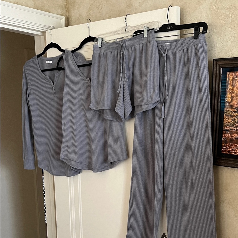 Maurices Waffle Knit Lounge Set Grey Color Size XS